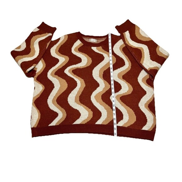 Altar'd State Groovy Retro Style Round‎ Neck Sweater Brown Neutrals Women Size L - Picture 4 of 7